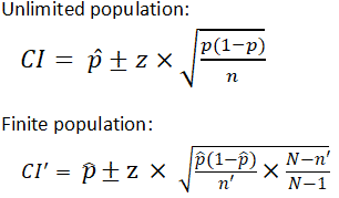 confidence interval equations